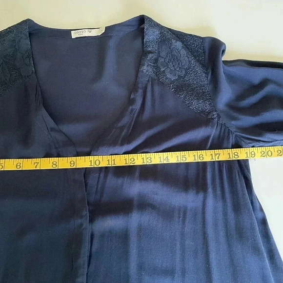 ORFEO Paris Women’s Maxi Dress Medium Navy Blue Sheer Cover Up Long Sleeve Beach - Picture 12 of 12